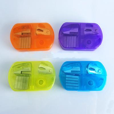 China Cute Plastic Kit Color Box Stationery Set Promotion Stationery Gift 4 in 1 Mini Combination Kids School Stationary Set Stapler Hole Puncher Tape Dispenser for sale