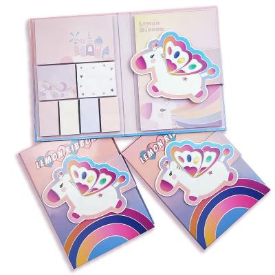 China Customized Self Adhesives Love Promotional Gift Unicorn Printed Cube Brick Desktop Memo Pad In Sticky Note Set For Kids for sale