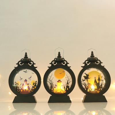 China Portable Lantern Plastic Pumpkin Halloween Horror Atmosphere Decoration Layout Ornament Lantern for sale