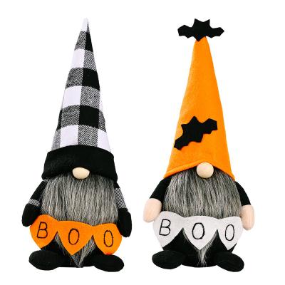 China Wholesale Festival Halloween Bat Elf Black White Plush Gnome Plaid Faceless Dwarf Dolls For Home Decor Table Ornament for sale