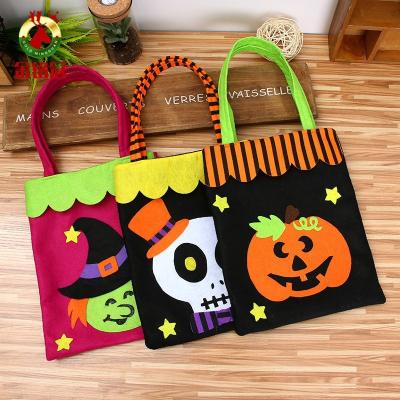 China 2022 nonwoven fabric cotton canvas halloween bags custom for candy halloween bags sublimation canvas treat paper wrapper halloweencandy bags for sale