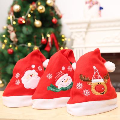 China Wholesale Old Man Snowman High-Grade Christmas Hat Pattern Embroidery Cloth Christmas Kids Hats Adult Hats for sale