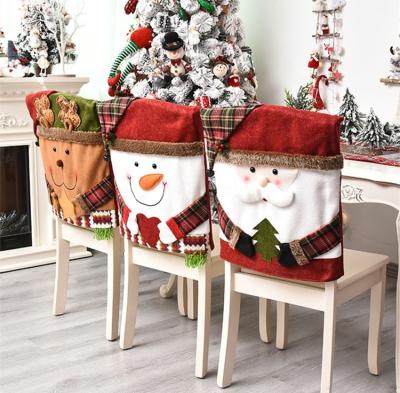 China 2022 Hot Selling Brushed Fabric Christmas Decoration Chair Cover For Home Decorative Ornaments Home Furniture Christmas Chair Cover for sale