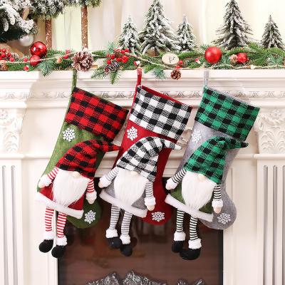 China 2022 Hot Selling Santa Man Long Feet Dolls Candy Bag Gift Faceless Stocking Cloth Christmas Socks Decoration for sale