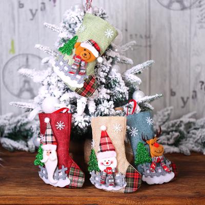 China Fabric Christmas Decorations Ornaments Christmas Socks Christmas Gift Bags For Party Christmas Tree Ornaments for sale