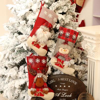 China Best Selling Fabric Christmas Ornaments Christmas Stockings Gift Bags Christmas Tree Decorations for sale