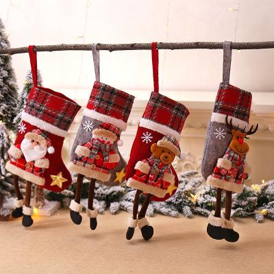 China Hot Sale Christmas Stocking Cloth Santa Snowman Reindeer Bear Pendant Xmas Character for Family Holiday Xmas Party Decorations for sale