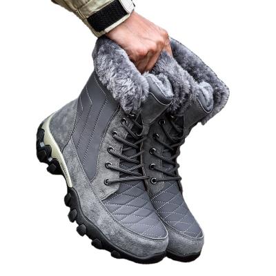 China CUSHIONING Men's Snow Boots Waterproof Large Size Warm Shoes Fashion Cotton Outdoor New Comfortable Plush Winter Simple Plaid Heightening Boots for sale