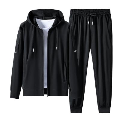 China Comfortable Black Gray Color Training Hoodie Zipper Pants Fashion Daily Casual Long Sleeve Breathable And Jogging Wear for sale