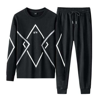 China Custom Size Breathable Hot Selling Geometric Pattern Printing Long Sleeve Sporting Outdoor Men Suit Sweater And Jogging Pants for sale