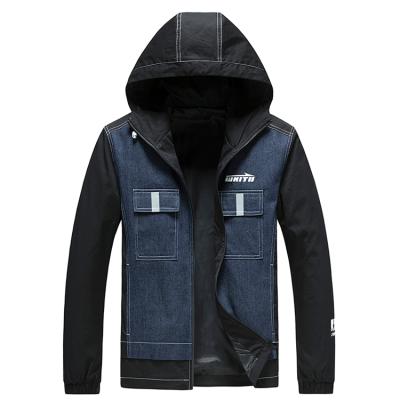 China OME QUICK DRY customized high quality men's winter jacket long sleeve fashion quilted denim hooded jacket high quality for sale