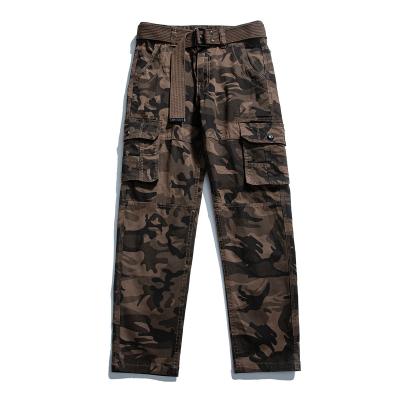 China Anti-pilling outdoor sports pants springs machining straight men new army green Multi-pocket fashion camouflage plus size pants loose for sale