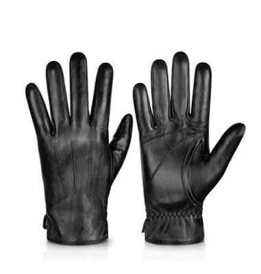 China Genuine Winter Warm Touch Screen Men Leather Gloves Sheepskin Texting Cashmere DFRG04 Striped Driving Motorcycle Hand Gloves M for sale