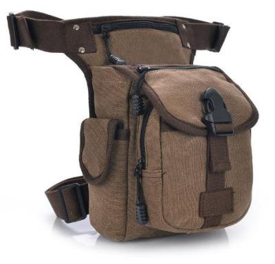 China Brown LB05 Canvas Waist Bag Universal Tactical Drop Leg Bag Outdoor Camping Hiking Riding and Sports Bags for sale