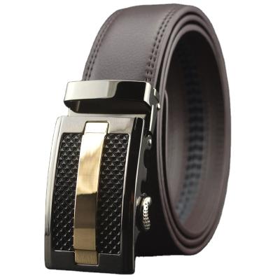 China Custom Genuine Leather Belt Men's Logo Automatic Sliding Buckle Western Genuine Leather Belt For Men for sale