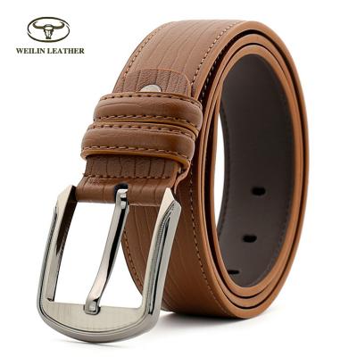 China Custom Wholesale Business Men's Pin Buckle Genuine Leather Cowhide Belts for sale