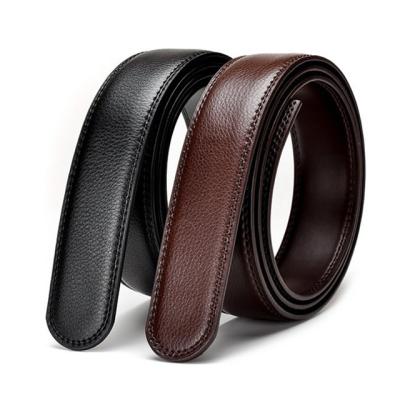 China Genuine Leather Strap Leather Belt No Buckles Belt Strap Hotsales Double Stitcthing Genuine Leather Ratchet Leather Strap Belt No Buckles Belt Strap for sale