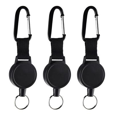 China Key Holder Custom Design Heavy Duty Retractable Keychains Ring Set Retractable Badges Reel Clip With Steel Wire Rope Key Holder for sale