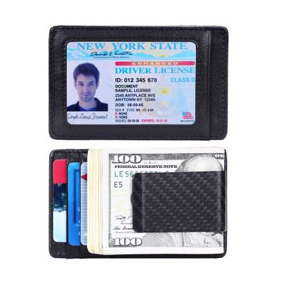 China Waterproof Custom Genuine Leather RFID Blocking Card Holder Wallet with Front Pocket for sale