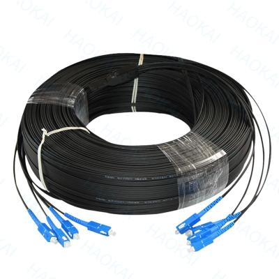 China Outdoor FTTH FTTB FTTX network drop fiber patch cord duplex 4core SC/UPC-SC/UPC LSZH G657A1 black color with connector for sale