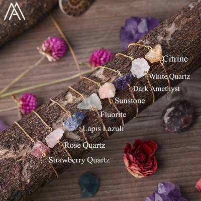 China Vintage Stone Simple Gold Chain Adjustable Bracelets,Nugget Natural Quartz Simple Bracelets for sale