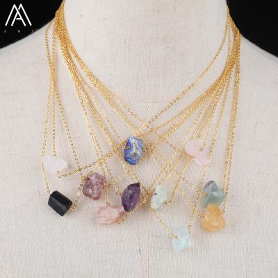 China High Quality BOHEMIA Gold Plating Chain Necklace Natural 18k Gemstone Connector Jewelry Necklace for sale