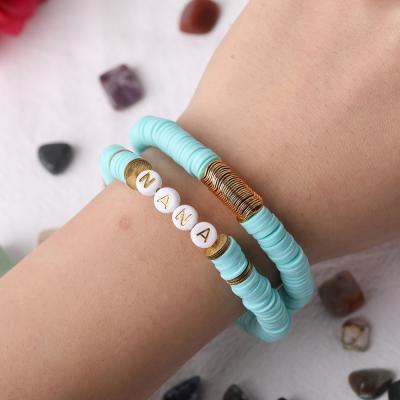 China Vintage Hotest Summer Bracelet Initial Letter Charms Bracelet With Polymer Clay for sale