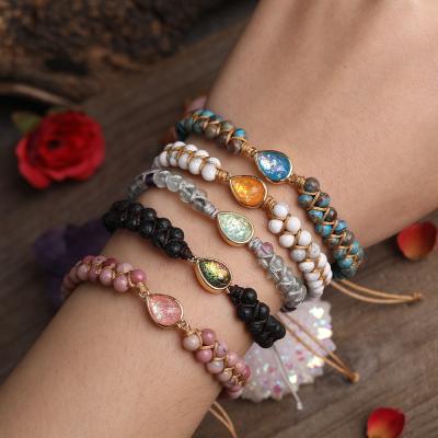 China Genuine BOHEMIA Opal Cut Charms Bracelet Energy Gemstone Woven Bracelet Jewelry for sale