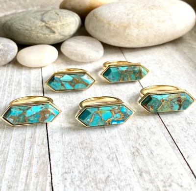 China Romantic Natural Wire Turquoise Stone Gold Rings Stone Gold Rings Design For Women for sale