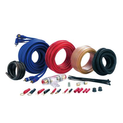 China Clear PS-K4 8 Gauge CAR AUDIO RED & Clear Black Car Audio Amplifier Installation Wiring Power Amp Wiring Kit for sale