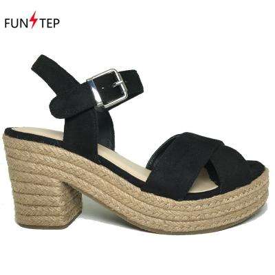 China Wholesale Female Pig PU Platform Elegant Black High Heel Sandals Women Slip On Slip On for sale