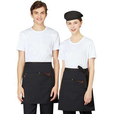 China Durable Custom High Quality Black Cotton Cooking Waist Apron For Women And Men for sale