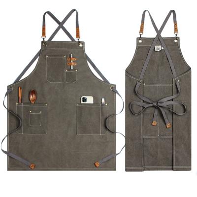 China Canvas Apron Hairdresser Bartender Durable Thickened Kitchen Baking Restaurant Work Denim Apron With Custom Logo for sale