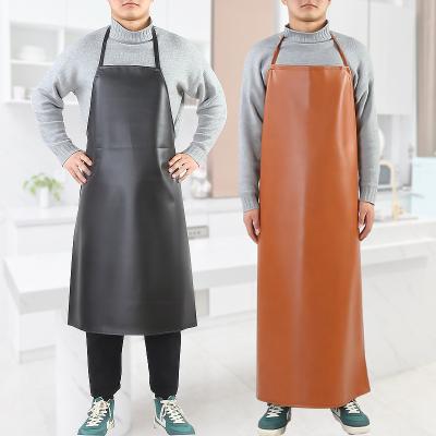 China Wholesale Drink/Food Long Bib PVC Coated Waterproof Kitchen Apron Rotisserie PVC Leather Apron For Men for sale