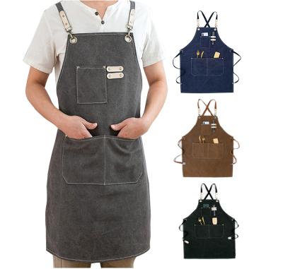 China Durable High Quality Bartender Apron Custom Logo Tool Canvas Aprons Restaurant BBQ Chef Apron for sale