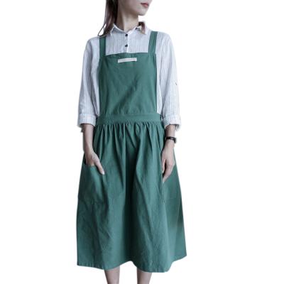 China High Quality Aprons Cleaning Logo Cotton Linen Gardening Apron Custom Made Cooking Kitchen Apron For Women for sale