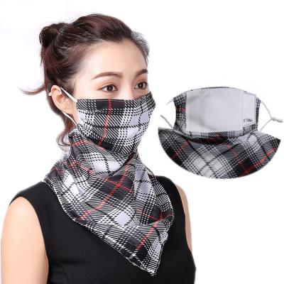 China Cooling 100% Polyester Chiffon Custom Sunscreen Printed Face Cover Scarf Bandana Neck Cuff Woman With Pocket for sale