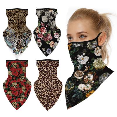 China 90% Polyester + 10% Spandex Face Scarf Cover Balaclava Neck Cuff Custom Printed Mouth Covering EarLoop Bandana For Women for sale