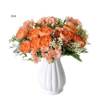 China Europe Fuleide Floral Decor Flowers 5 Heads Peony Artificial Decorative White Silk Flowers for sale