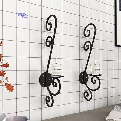 China Hot Selling Europe Amazon Iron Wall Hanging Pillar Candle Sticker Wall Mounted Candle Holder for sale