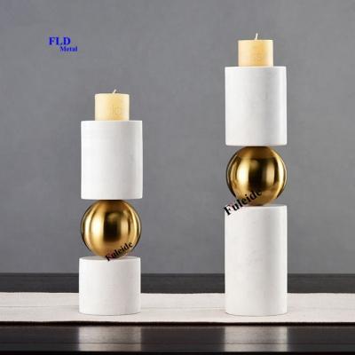 China Dropshipping Fuleide Nordic Luxury Marble Candle Holder Christmas Ceramic Candle Holders for sale