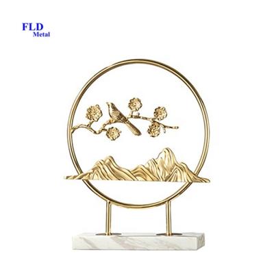 China Europe dropshipping luxury antique brass home decor metal sculpture gold round art for office for sale