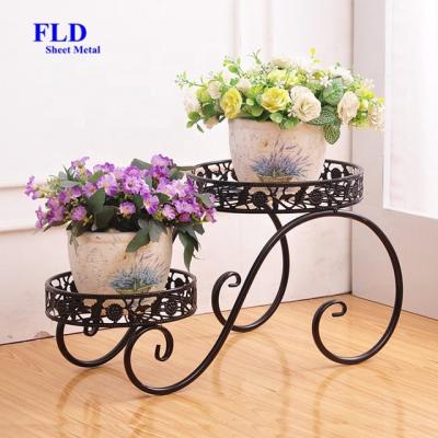 China Garden Plant/Flower Stand Plant Pot with Stand European Classical Metal Plant Two-Tier Stand for sale