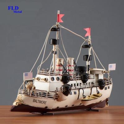 China Decoration dropshipping the iron rusty antique sailboat nautical crafts for home decoration for sale