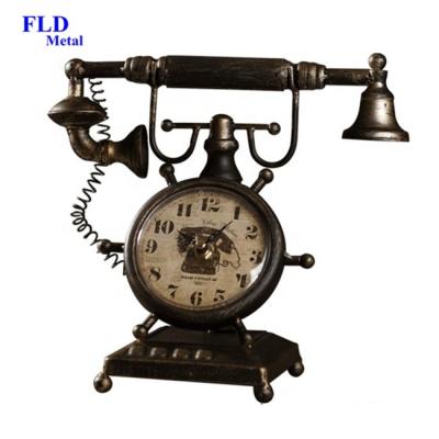 China Rusty aged antique telephone nordic iron home decor nordic old dropshipping for home decor for sale