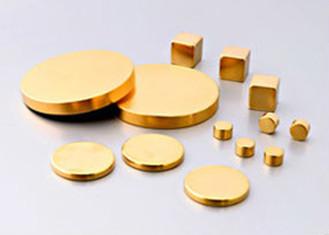 China Disc Permanent N35-35SH Custom Made Magnets Neodymium With Gold Plating for sale