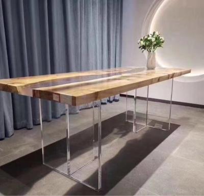 China Modern custom acrylic table legs transparent t-shaped coffee table legs support 20 25 30 40 50mm thick furniture table legs for sale