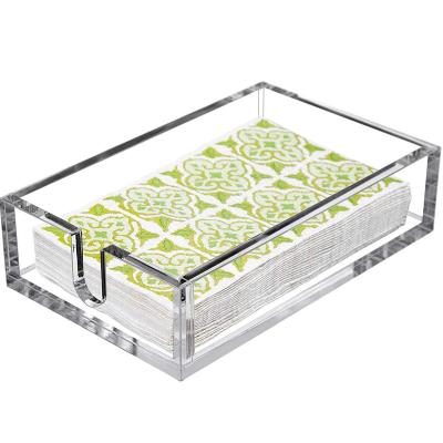 China Clear Storage Tray Modern Buffet Napkin Caddy Modern Acrylic Towel Rack Guest Bathroom Paper Hand Towels Storage for sale