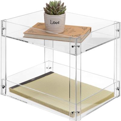 China Sustainable Modern Style 2-Tier Clear Acrylic Desktop File Tray for sale