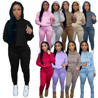 China New Casual Hot Sale Women Sport For Winter Autumn 2022 Women's Outwear 2 Piece Hoodie Set Jogger Sweatsuit Sweatpants And Hoodie Set for sale